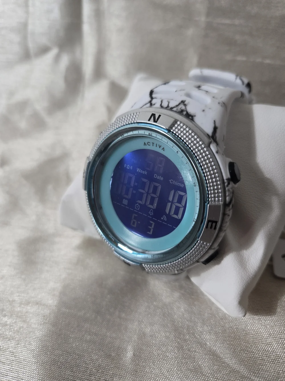Ativa Summit X White Marble Digital Sports Watch - Turquoise Dial